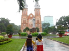 Outside the Saigon Notre‑Dame Basilica